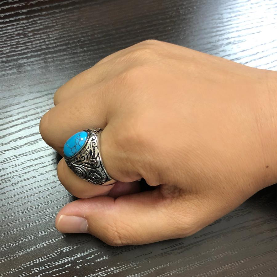 リング サージカルステンレス製 フェイクターコイズ トルコ石 指輪