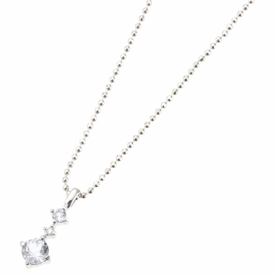 ネックレス シルバー925製 ムーンストーン ダイヤモンド 3ストーン 