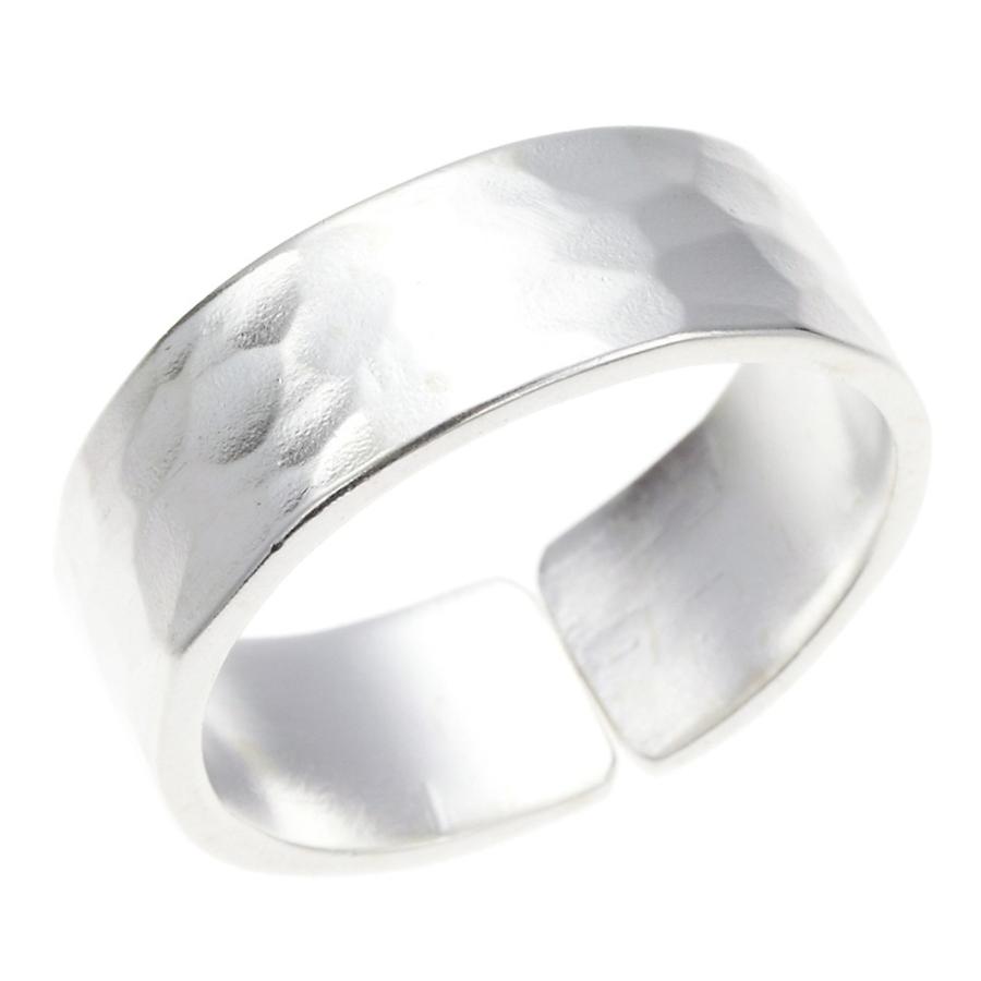 槌目模様フリーサイズリング シルバー925製 サイズ調節可能 18号〜28号