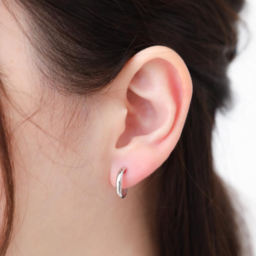 フープピアス プラチナ900 pt900 ミニ 甲丸 丸み スナップ 小さい