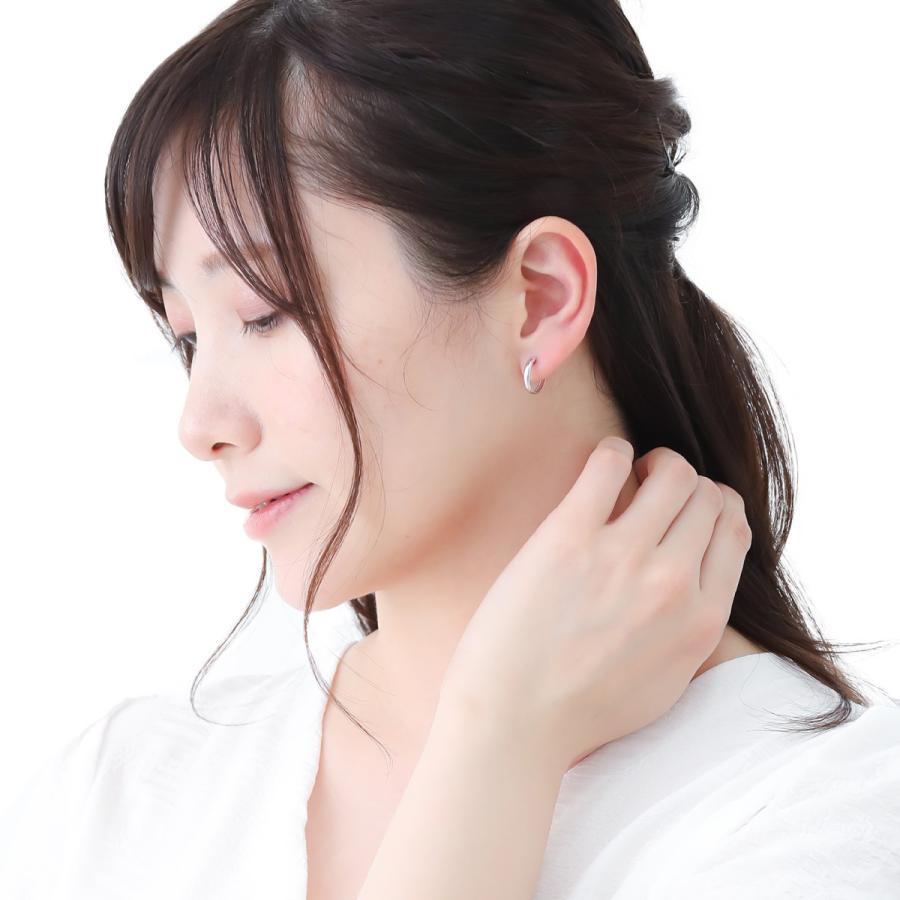 フープピアス K14WG 14金 ホワイトゴールド 甲丸 丸み 小さい 小さめ