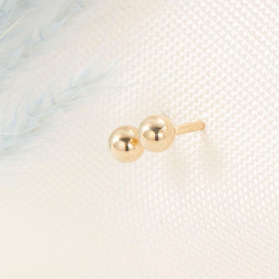 ピアス K18 ロングポスト 3mm玉 ボールピアス タブルロックキャッチ 軸太 極小 金属アレルギー対応 日本製 爆買の画像