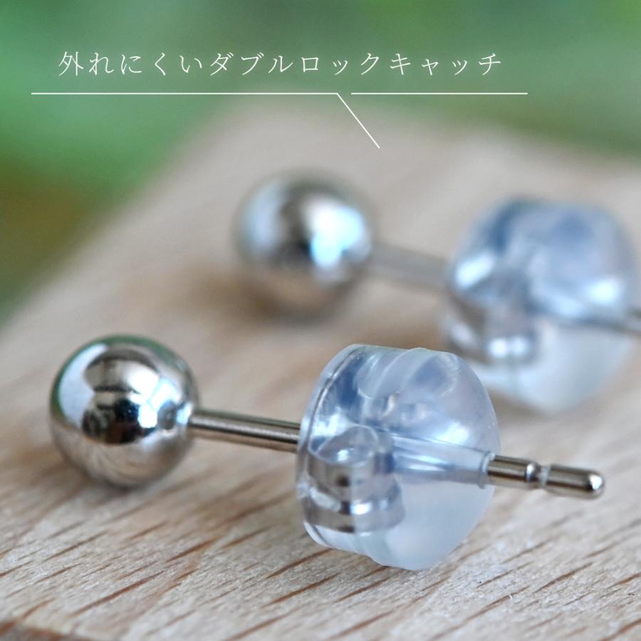 プラチナ900 4mmボールピアス Pt900 シルバー 丸玉 シリコン タブル