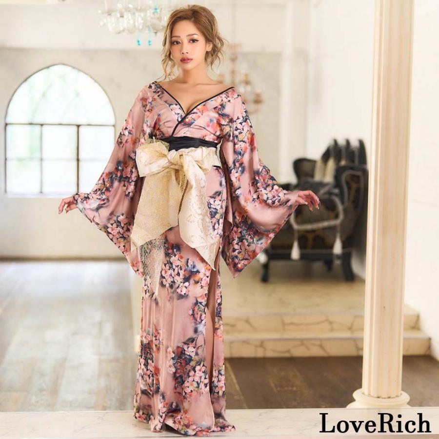 ドレス レディース 春夏秋冬 ロング丈 Vネック 着物風 深めスリット