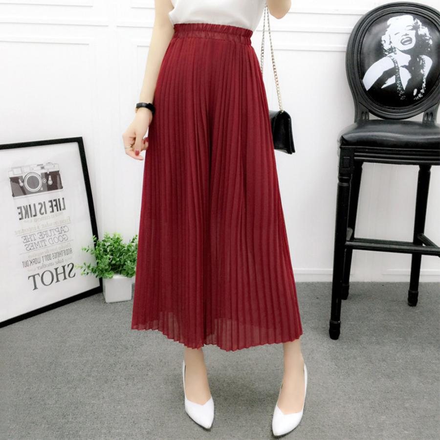 プリーツ ガウチョパンツ レディース ポリエステル100％ 春 夏 秋