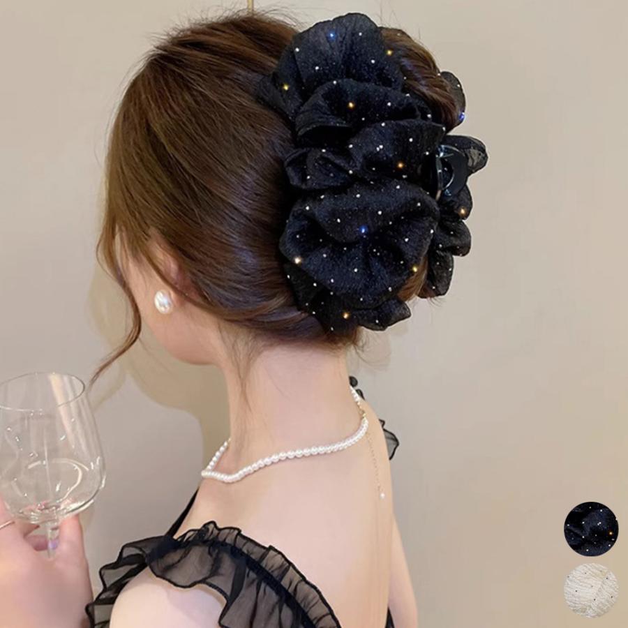 バンスクリップ レディース 春夏秋冬 シュシュ風 大きめ ヘアアクセ 髪