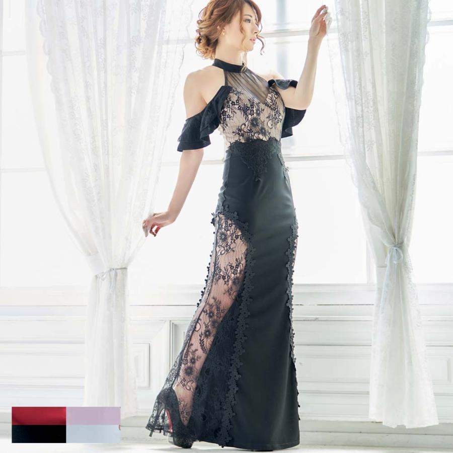 ロングドレス キャバドレス パーティドレス レディース サイドレース フリル ホルターネック シースルー 谷間魅せ 美脚魅せ Ns 3192 ピアス アクセサリーカラコンpiena 通販 Yahoo ショッピング