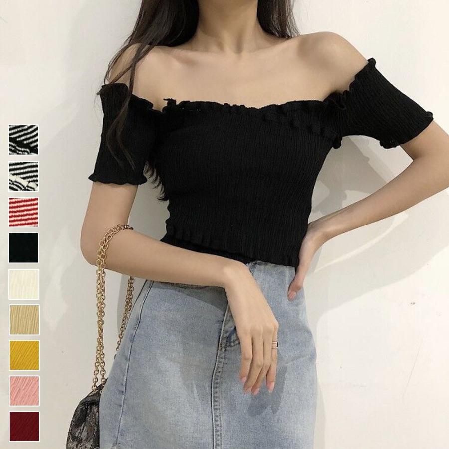 ニットトップス レディース 春夏 オフショルダー 肩だし ショート丈 ポリエステル Ns 6qshi 001 ピアス アクセサリーカラコンpiena 通販 Yahoo ショッピング