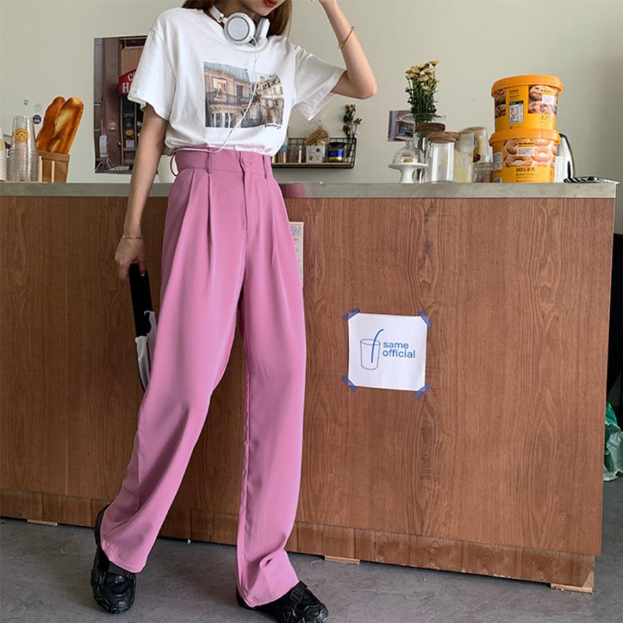 パンツ レディース 春夏 ロング ワイドパンツ ストレート センター