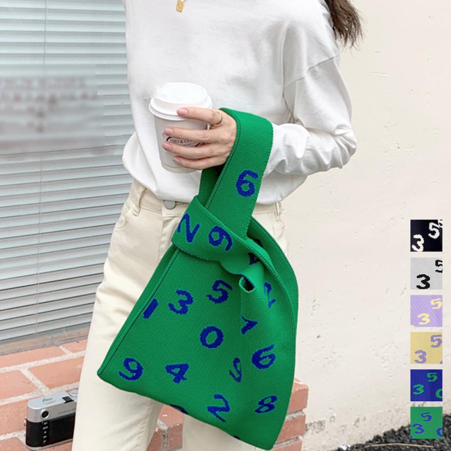 トートバッグ レディース 春秋冬 小さめ ニットバッグ 手提げバッグ