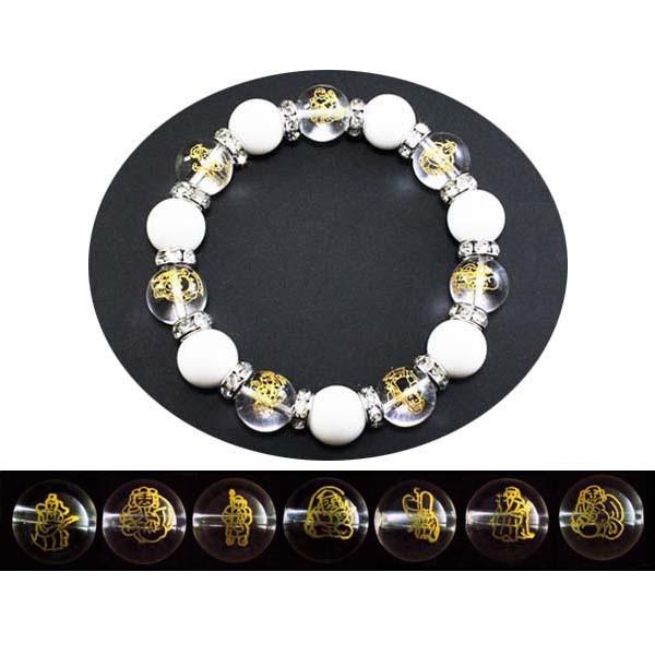 ブレスレット オニキス、点眼石、七福神 アクセサリー 