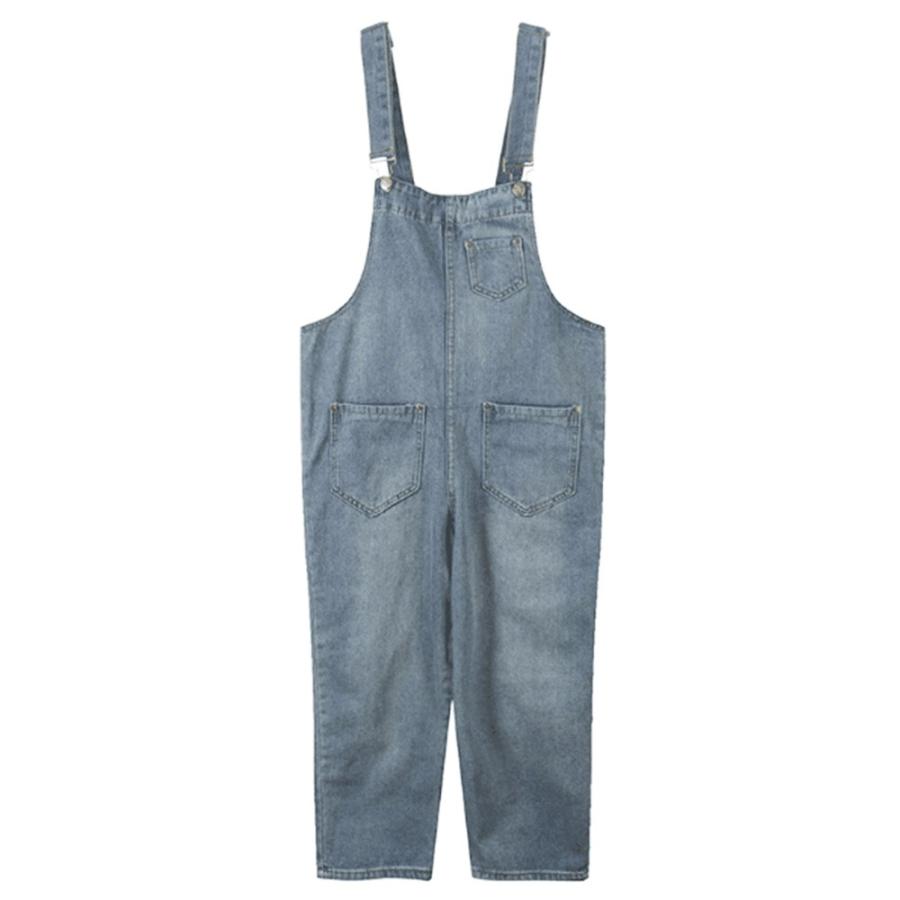 デニムサロペットパンツ レディース 春夏秋冬 ジーンズ ダメージ