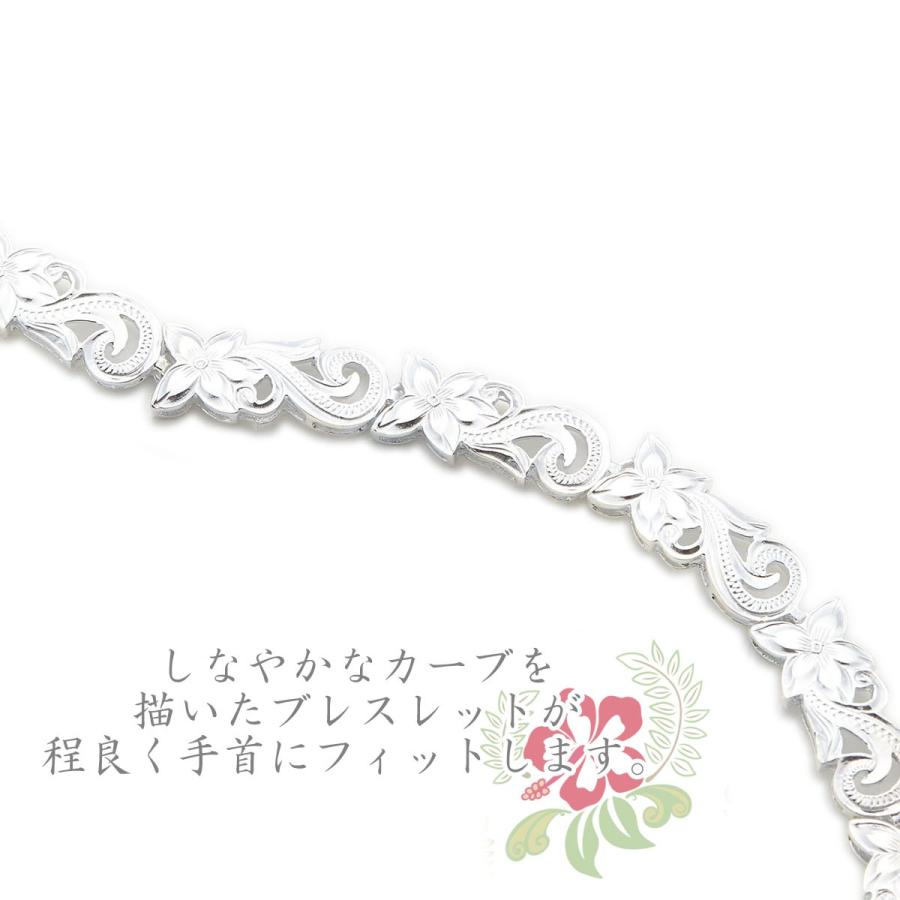 ブレスレット シルバー925 ハワイアンジュエリー 彫刻 プルメリア 波