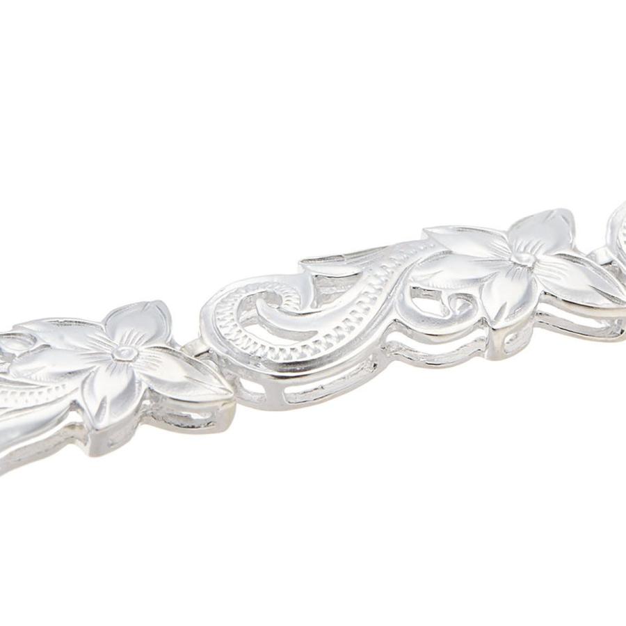 ブレスレット シルバー925 ハワイアンジュエリー 彫刻 プルメリア 波