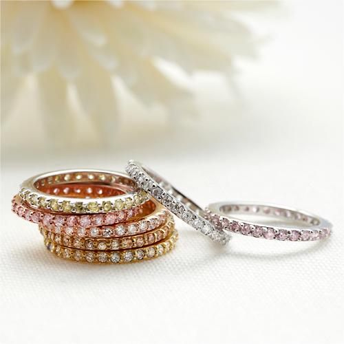 シルバー925フルエタニティリング 細めで重ね付け・ピンキーリングにも