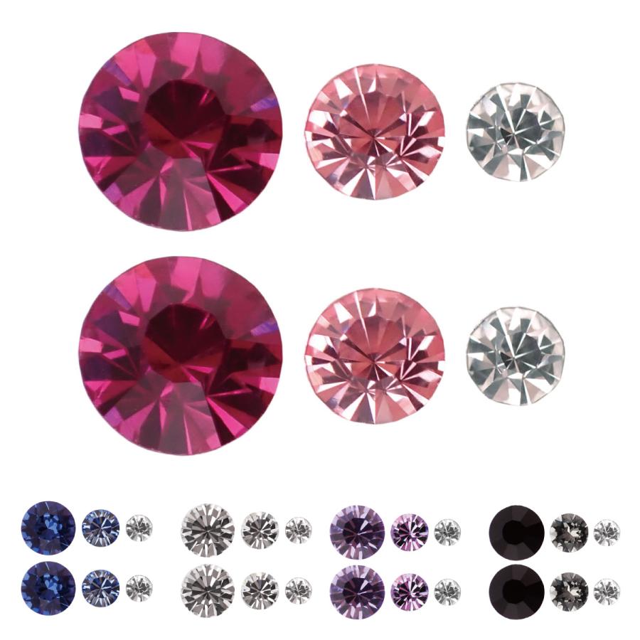 スワロフスキー3サイズ6個セット低金属アレルギーピアス 日本製 樹脂製スリムポスト シンプル ミニ 中くらい 大粒 レディース Ss Cjp17aw 332 3 ピアス アクセサリーカラコンpiena 通販 Yahoo ショッピング