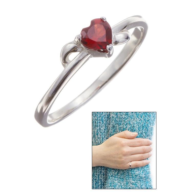 シルバーリングセット（ハート型・ストーン付き） リング 指輪 シルバー925製 ガーネットのハートストーン 3号〜13号