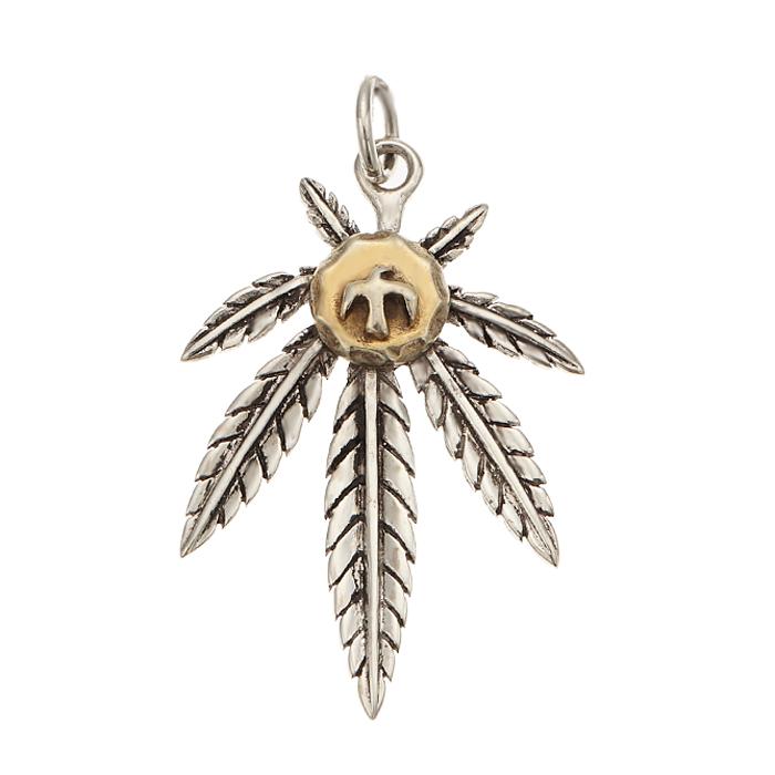 ペンダントトップ シルバー925製 マリファナリーフ 葉っぱ 鷹 鳥