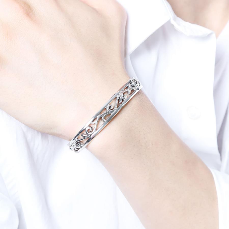 バングル シルバー925 アラベスク 透かし 太め 簡単装着 重厚感 シンプル レディース メンズ Tr 3 8 141 ピアス アクセサリーカラコンpiena 通販 Yahoo ショッピング