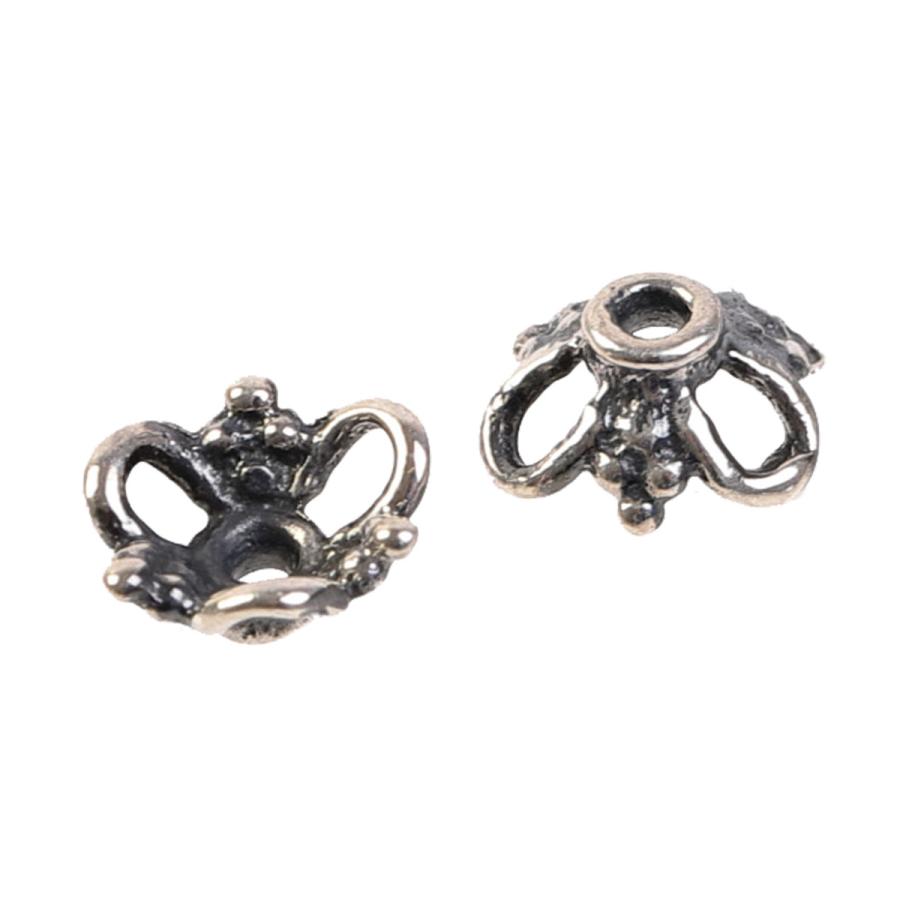 亀*人様 銀塊　シルバー９２５　100g 銀キャップ　万年筆の部品 花座 シルバー925製 パーツ 2個セット 座金 透かし ビーズキャップ