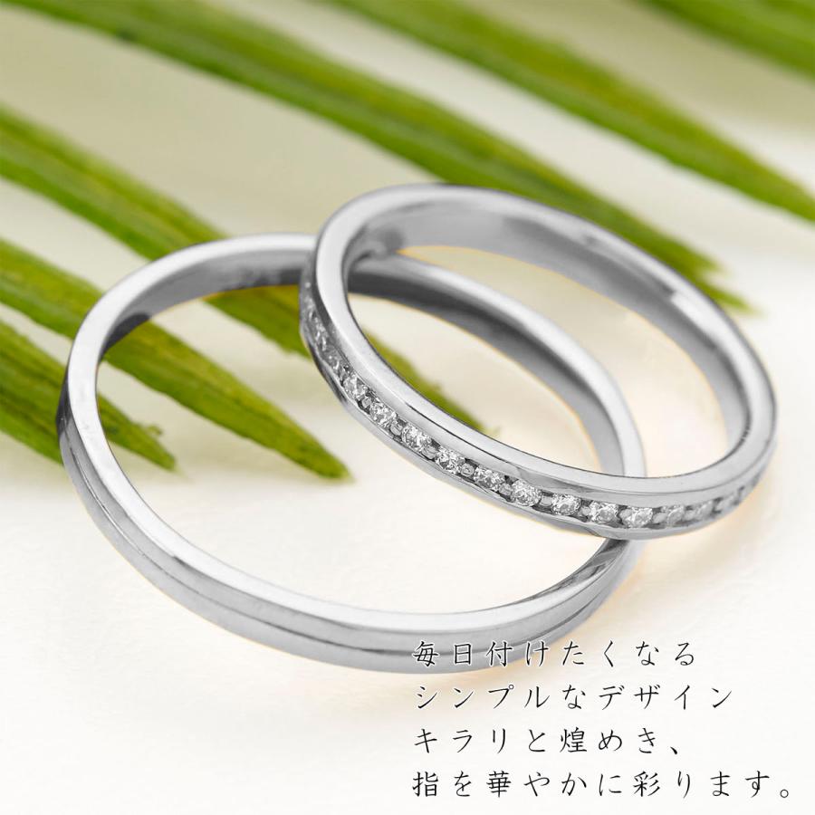 ペアリング シルバー925 プラチナ仕上げ ダイヤモンド 1本ライン ペアリング シルバー925 プラチナ仕上げ ダイヤモンド 1本ライン