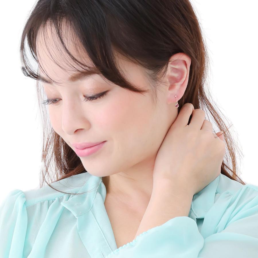 me on... K10ピンクゴールド・薔薇の石を意味するロードライトガーネット ワイン色の輝きは真実の輝き宝石を包むデザインフレーム耳元で揺れるチェ 爆買_6
