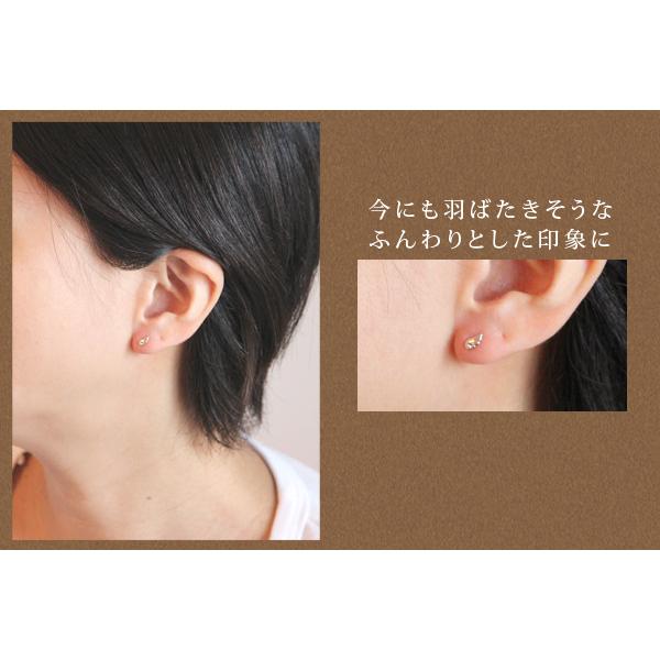 me on... K10ホワイトゴールド かわいい天使のフェザーモチーフピアス 
