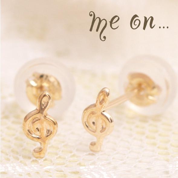 K10 ピアス　ト音記号 me onピアス レディース K10イエローゴールド ト音記号の