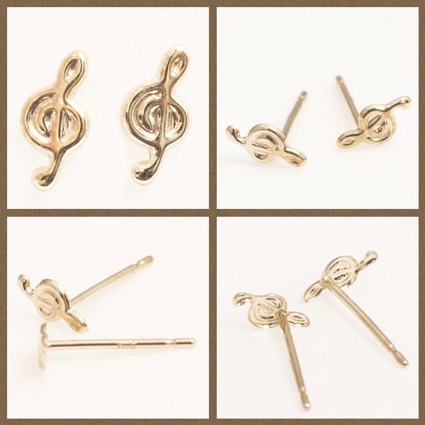 me onピアス レディース K10イエローゴールド ト音記号の