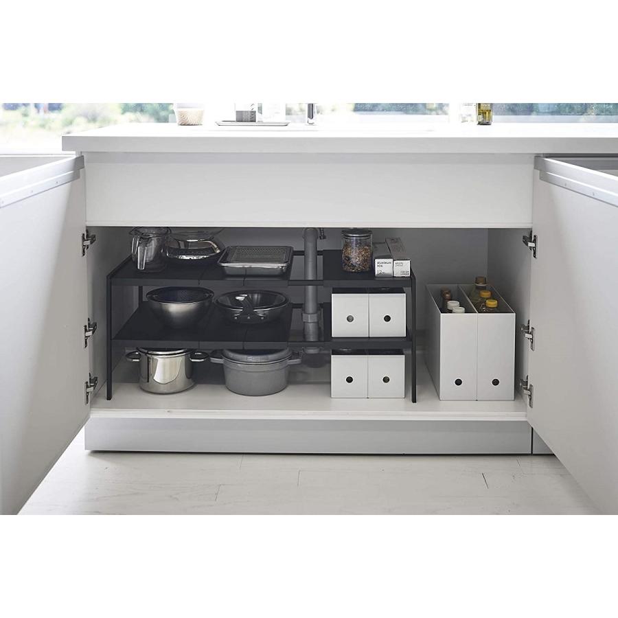 伸縮シンク下ラック2段 収納棚 横幅調整 6段階高さ調整 棚板取り外し可能 ホワイト ブラック 賃貸 キッチン収納 Ya ピアス アクセサリーカラコンpiena 通販 Yahoo ショッピング