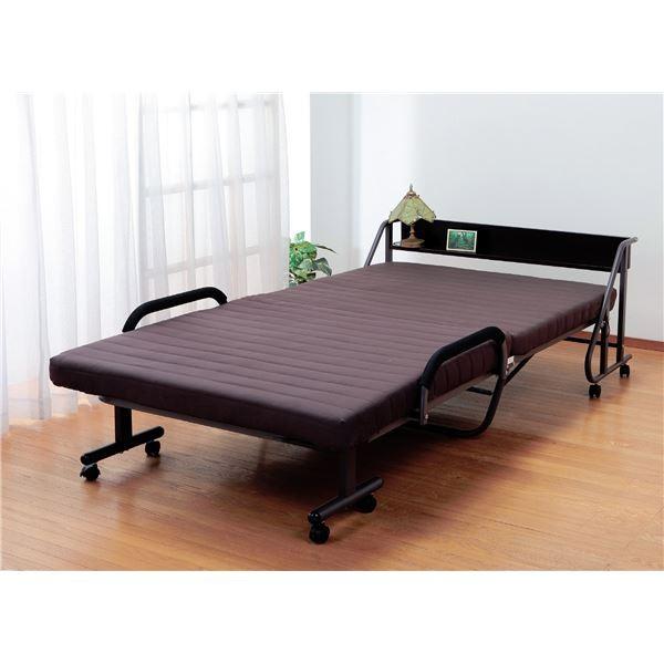 折りたたみベッド/収納式リクライニングベッド 〔シングル/電動タイプ