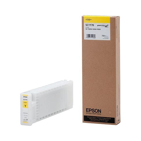 （まとめ） エプソン EPSON インクカートリッジ イエロー 700ml SC1Y70 1個 〔×3セット〕