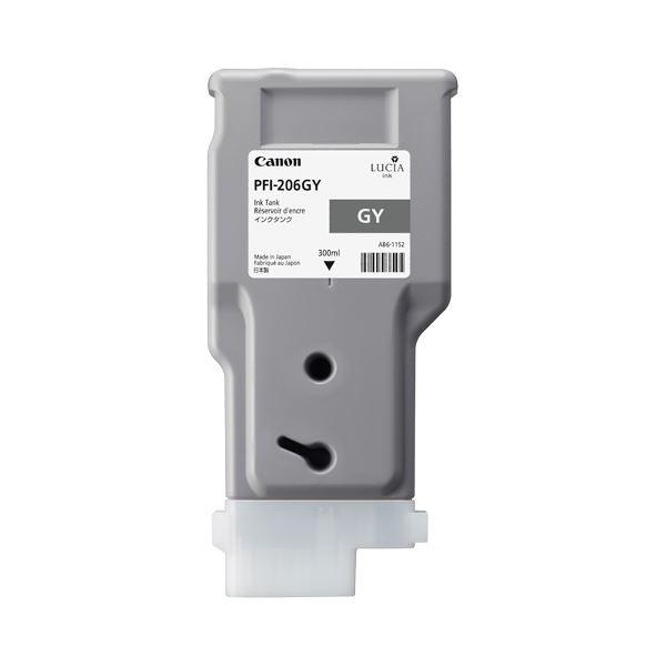 （まとめ） キヤノン Canon インクタンク PFI-206 顔料グレー 300ml 5312B001 1個 〔×3セット〕