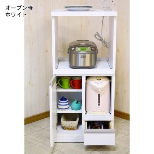 レンジ台 幅48cm ブラック スライドカウンター 1口コンセント 可動棚付き 木目柄 日本製 コンパクト キッチン収納 完成品〔代引不可〕_1