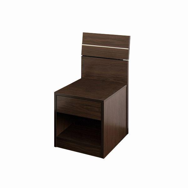 〔ベッド別売〕ホテルスタイルベッド用 ナイトテーブル 単体 〔ダークブラウン〕 日本製