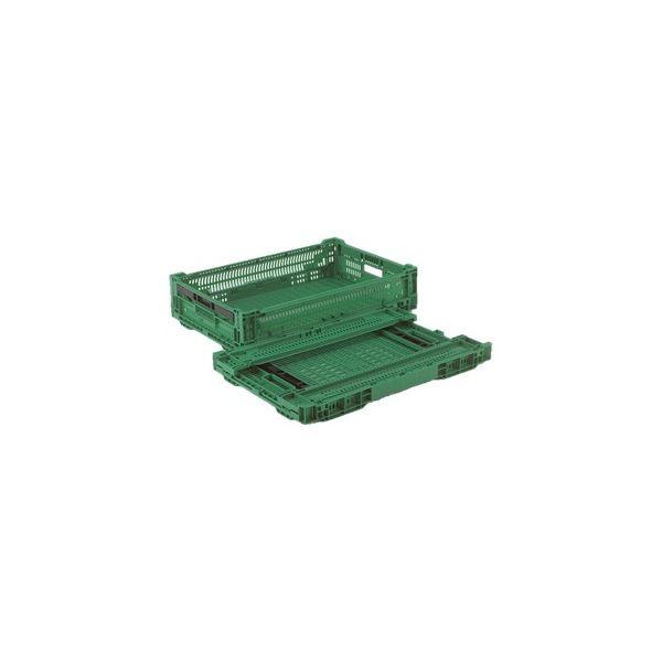 〔5個セット〕 折りたたみコンテナー/オリコン 〔RS-MM24S〕 グリーン 材質：PP ワンタッチ組立〔代引不可〕