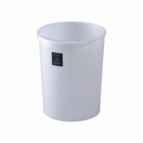 〔24セット〕 スタイリッシュ ダストボックス/ゴミ箱 〔丸型 18L メタリックホワイト〕 材質：PP 『Nフレクション』〔代引不可〕