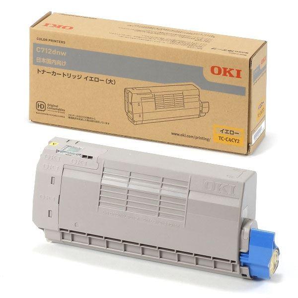（まとめ） 〔純正品〕 OKI TC-C4CY2 トナーカートリッジ イエロー 大 〔×3セット〕