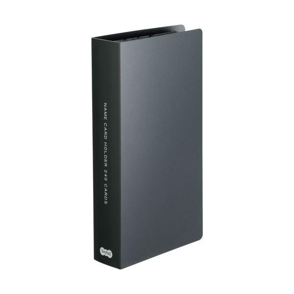（まとめ）TANOSEE 名刺ホルダー 固定式コンパクト 240名用 ヨコ入れ ブラック 1冊 〔×20セット〕