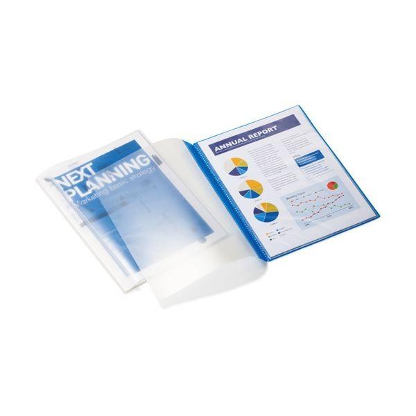 （まとめ）TANOSEE薄型クリアブック(角まる) A4タテ 5ポケット ブルー 1パック(5冊) 〔×20セット〕の画像