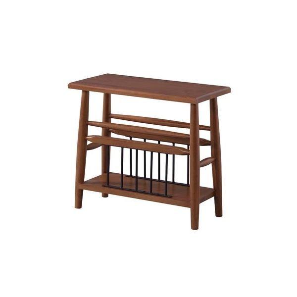 サイドテーブル ミニテーブル 幅50cm ブラウン 木製 アイアン マガジン