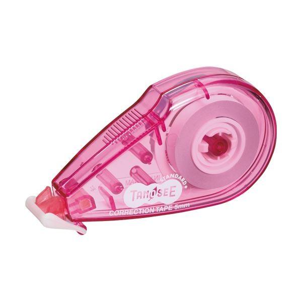 (まとめ）TANOSEE 修正テープ5mm幅×8m ピンク 1セット（40個）〔×3セット〕