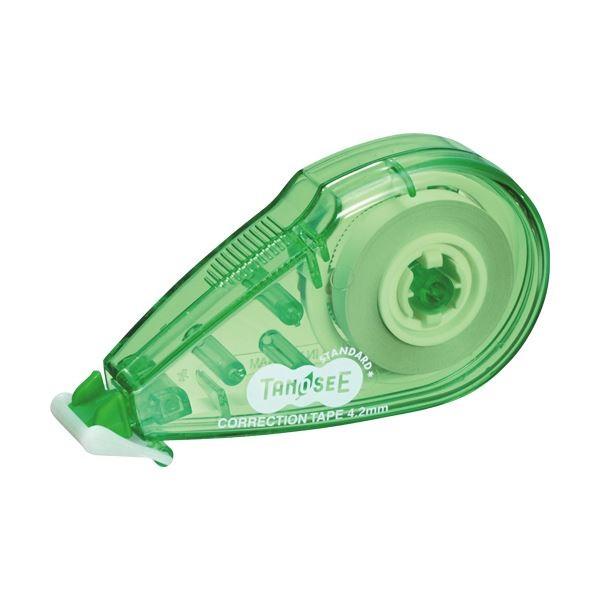 (まとめ）TANOSEE 修正テープ4.2mm幅×8m グリーン 1セット（40個）〔×3セット〕
