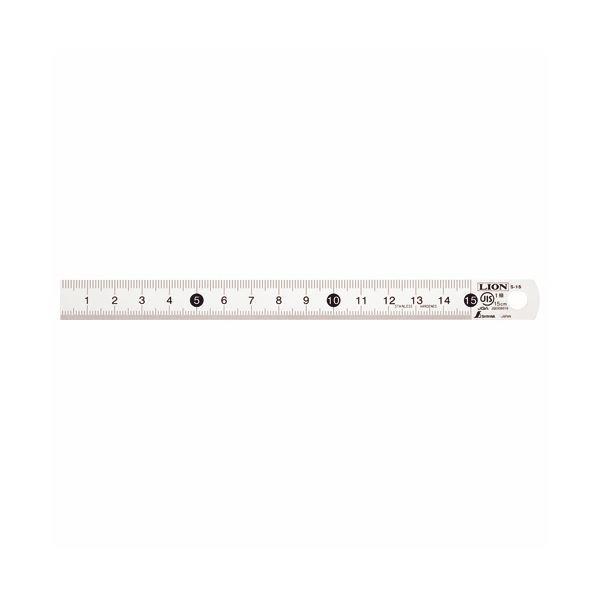 (まとめ) ライオン事務器 ステンレス直線定規15cm S-15 1セット(10本) 〔×5セット〕