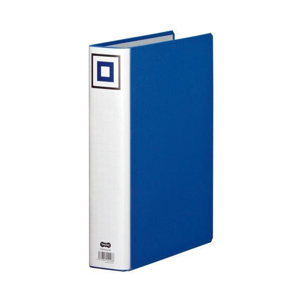 まとめ) TANOSEE 両開きパイプ式ファイルV A4タテ 500枚収容 背幅65mm 青