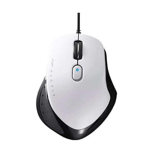 (まとめ) バッファロー 有線 BlueLED5ボタン ネオフィットマウス Mサイズ ホワイト BSMBU510MWH 1個 〔×10セット〕