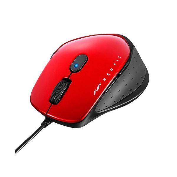 (まとめ) バッファロー 有線 BlueLED5ボタン ネオフィットマウス Mサイズ レッド BSMBU510MRD 1個 〔×10セット〕_1