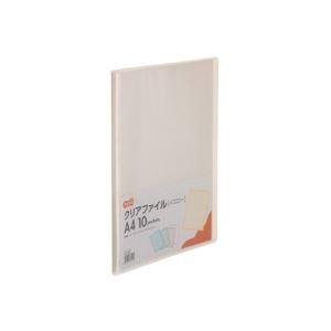 (まとめ) TANOSEE クリアファイル A4タテ10ポケット 背幅8mm イエロー 1セット(10冊) 〔×10セット〕