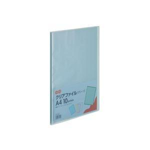 (まとめ) TANOSEE クリアファイル A4タテ10ポケット 背幅8mm グリーン 1セット(10冊) 〔×10セット〕