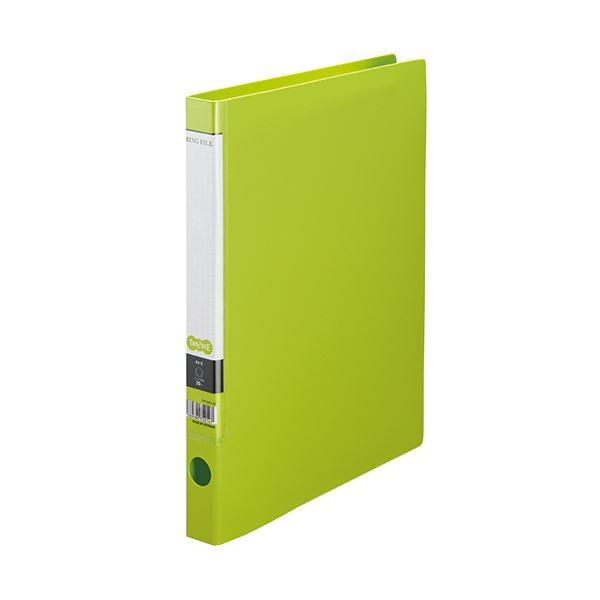 (まとめ) TANOSEE OリングファイルA4タテ 2穴 150枚収容 背幅32mm ライトグリーン 1セット(10冊) 〔×10セット〕